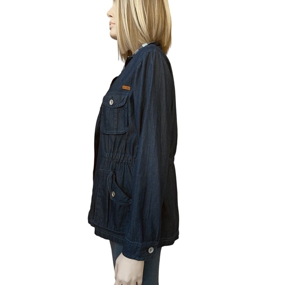 JR by JAR Denim Field Jacket Utility Coat 100% Cotton Full Zip Front Monogrammed - Picture 9 of 15